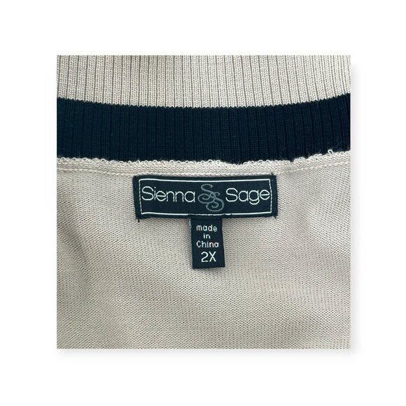 Sienna & Sage Womens Open Front Cardigan 2X Beige/Black Color Block Design ComfY - Picture 2 of 11